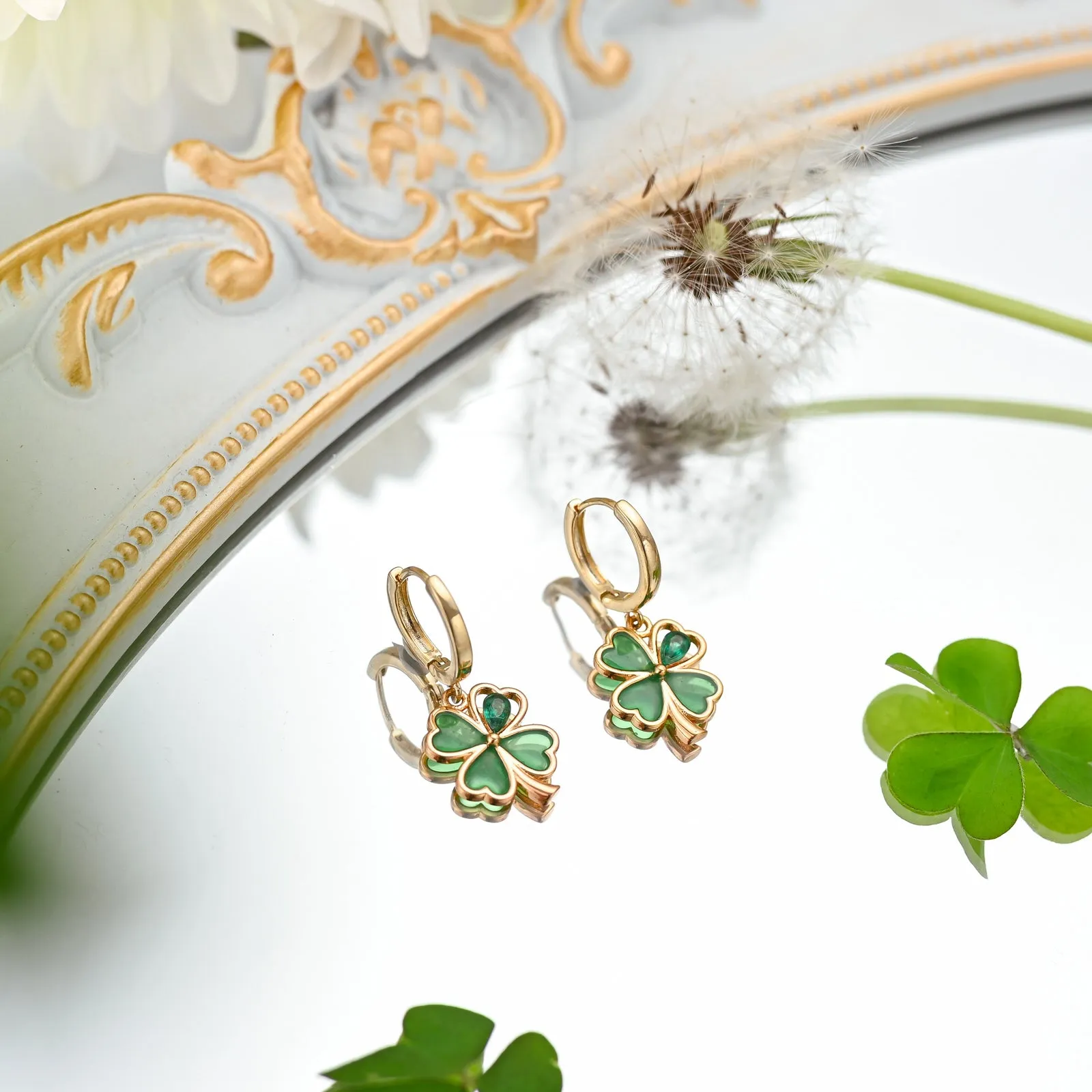 Four Leaf Clover Hoop Earrings sold by Selenichast