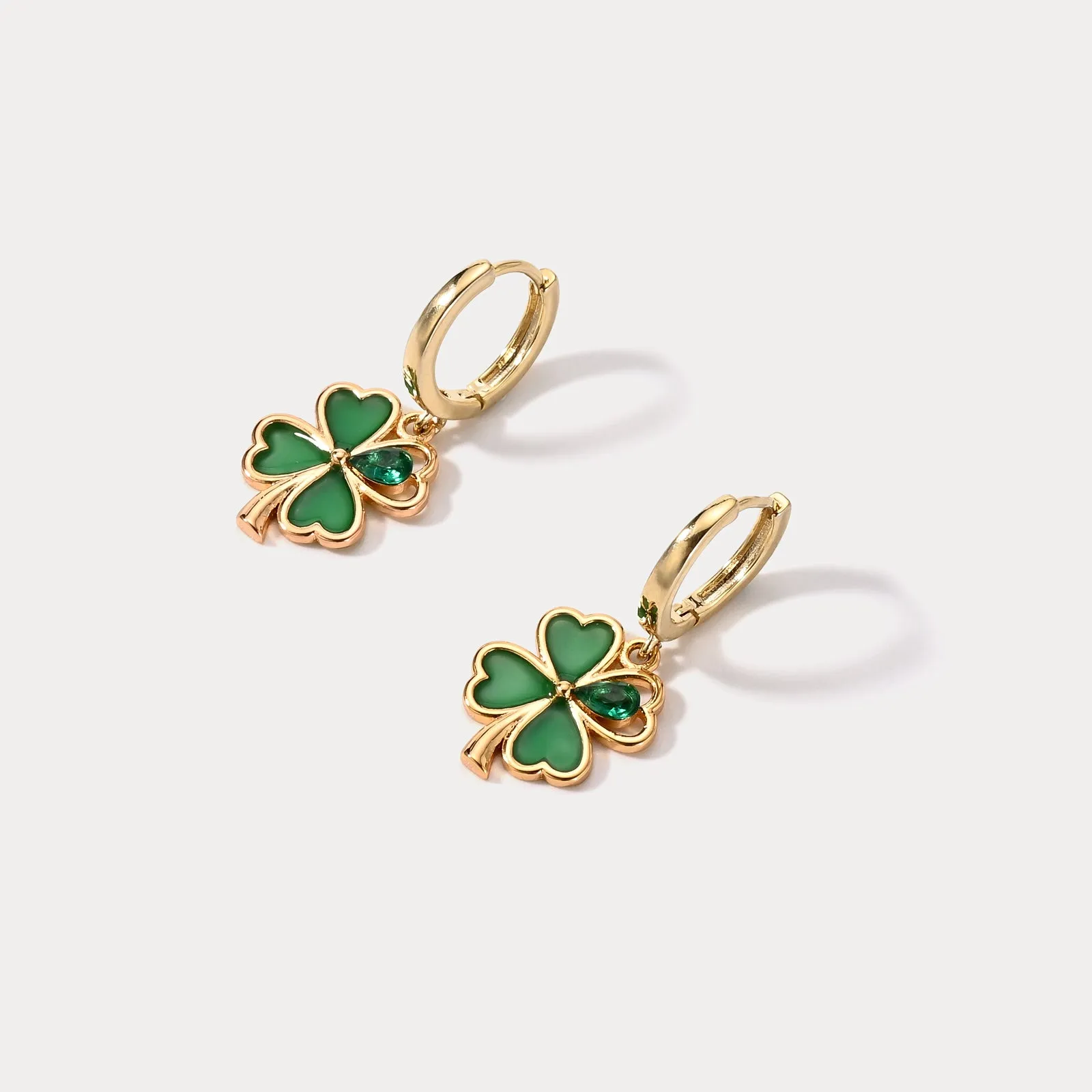 Four Leaf Clover Hoop Earrings sold by Selenichast product image thumbnail 5
