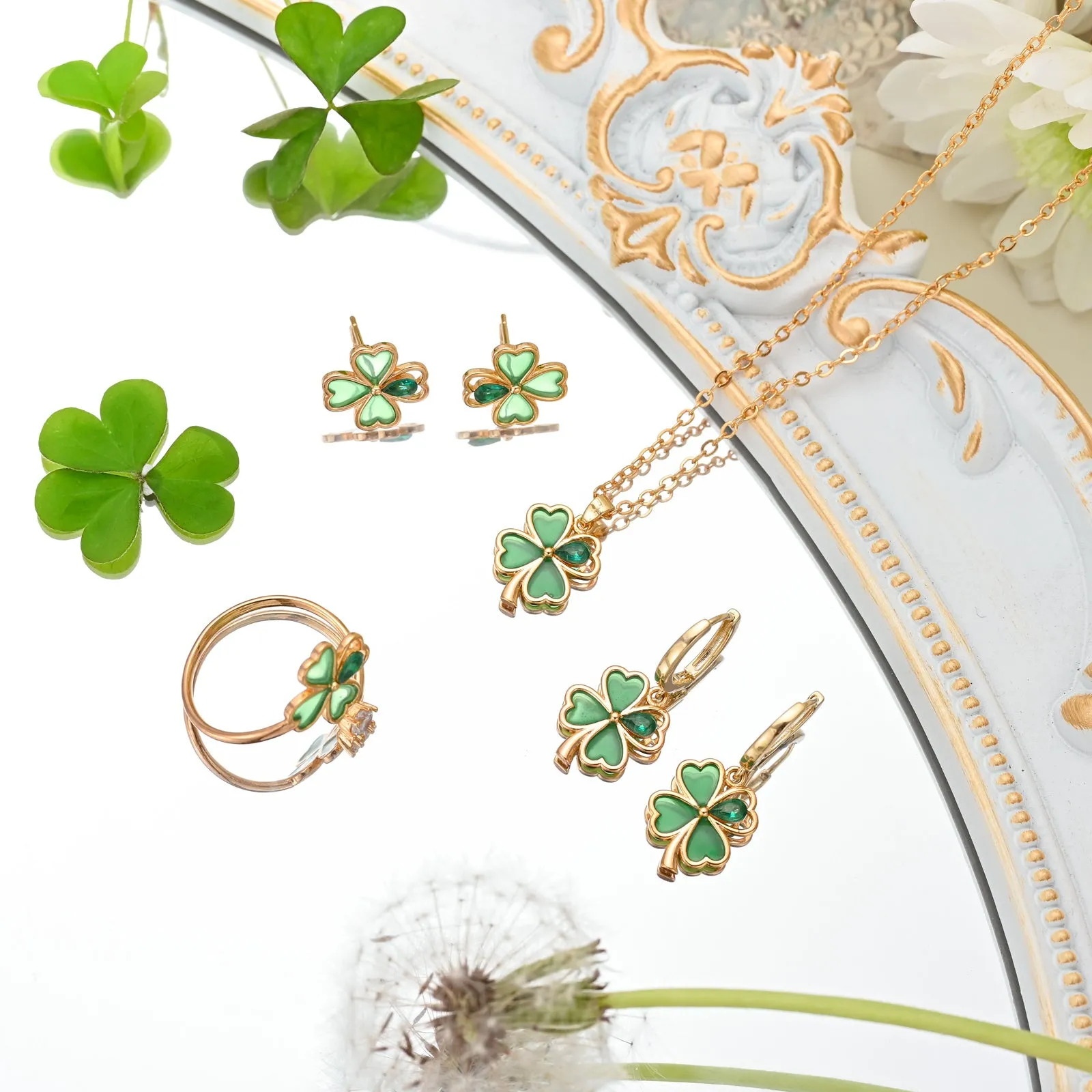 Four Leaf Clover Hoop Earrings sold by Selenichast product image thumbnail 4