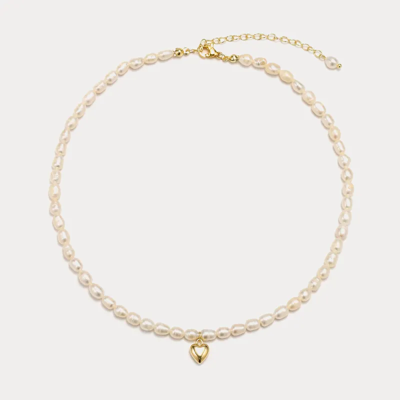 Heart Pearl Choker Necklace sold by Selenichast