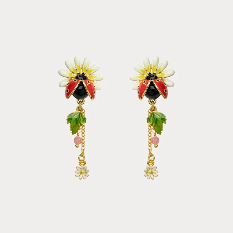 Ladybug Daisy Drop Earrings sold by Selenichast