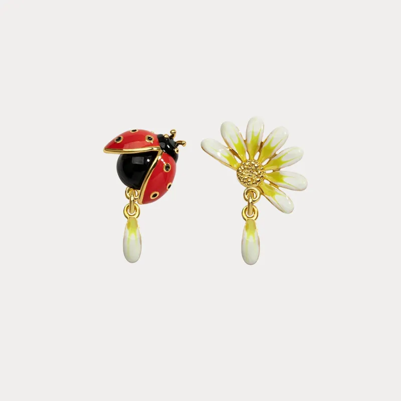 Ladybug Daisy Mismatch Earrings sold by Selenichast