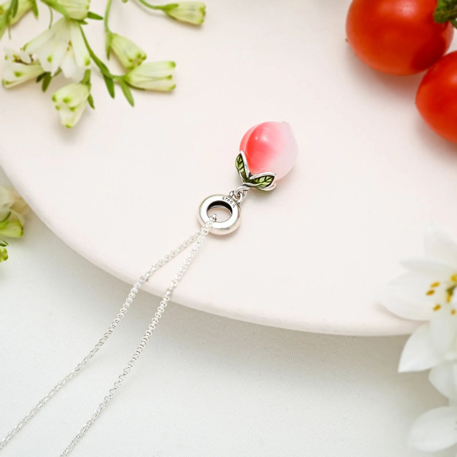 Silver Peach Pendant Necklace sold by Selenichast product image thumbnail 3