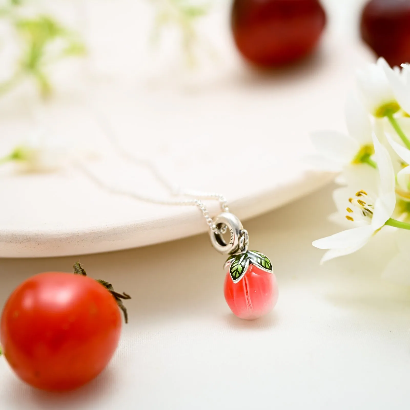 Silver Peach Pendant Necklace sold by Selenichast product image thumbnail 2