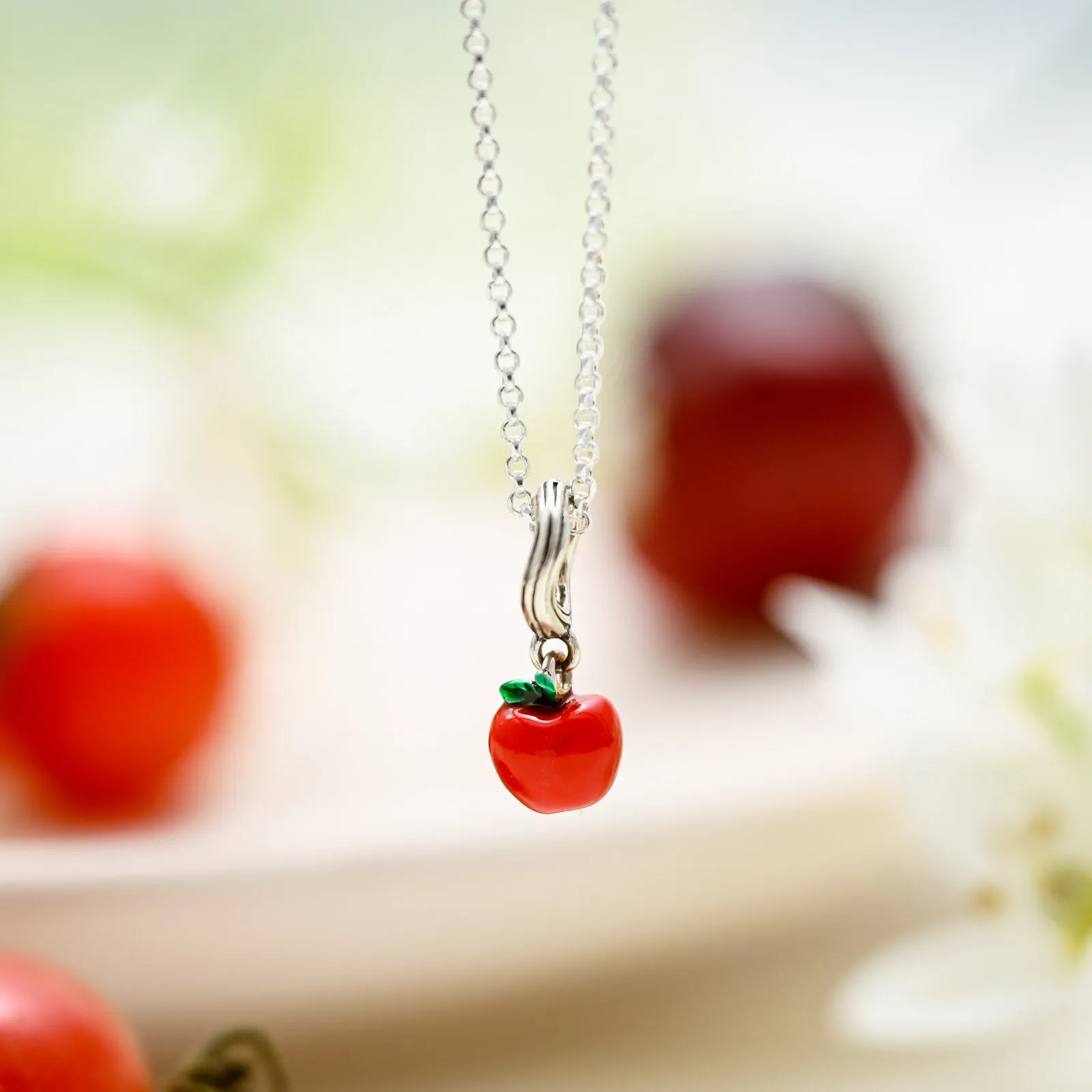 Silver Apple Pendant Necklace sold by Selenichast product image thumbnail 2