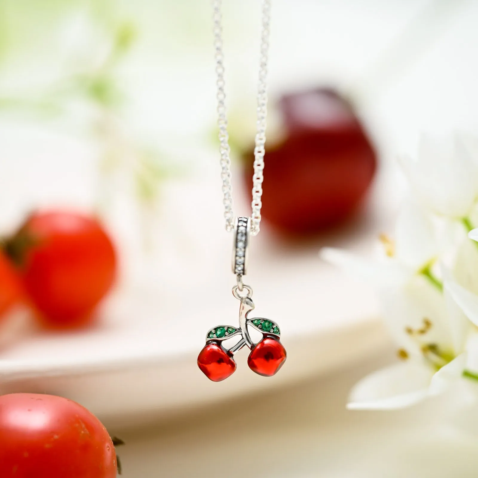 Silver Cherry Pendant Necklace sold by Selenichast product image thumbnail 2