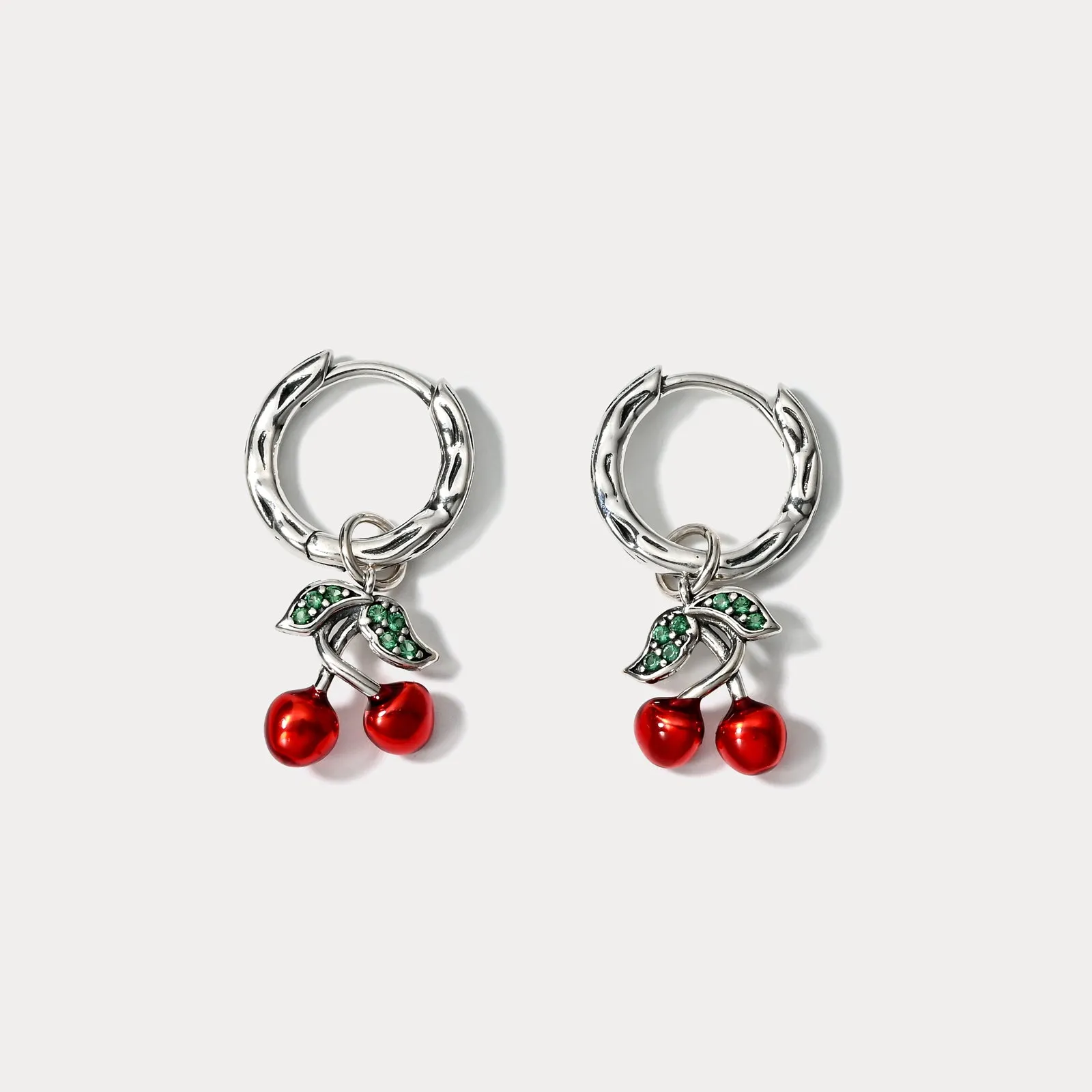 Silver Cherry Hoop Earrings sold by Selenichast