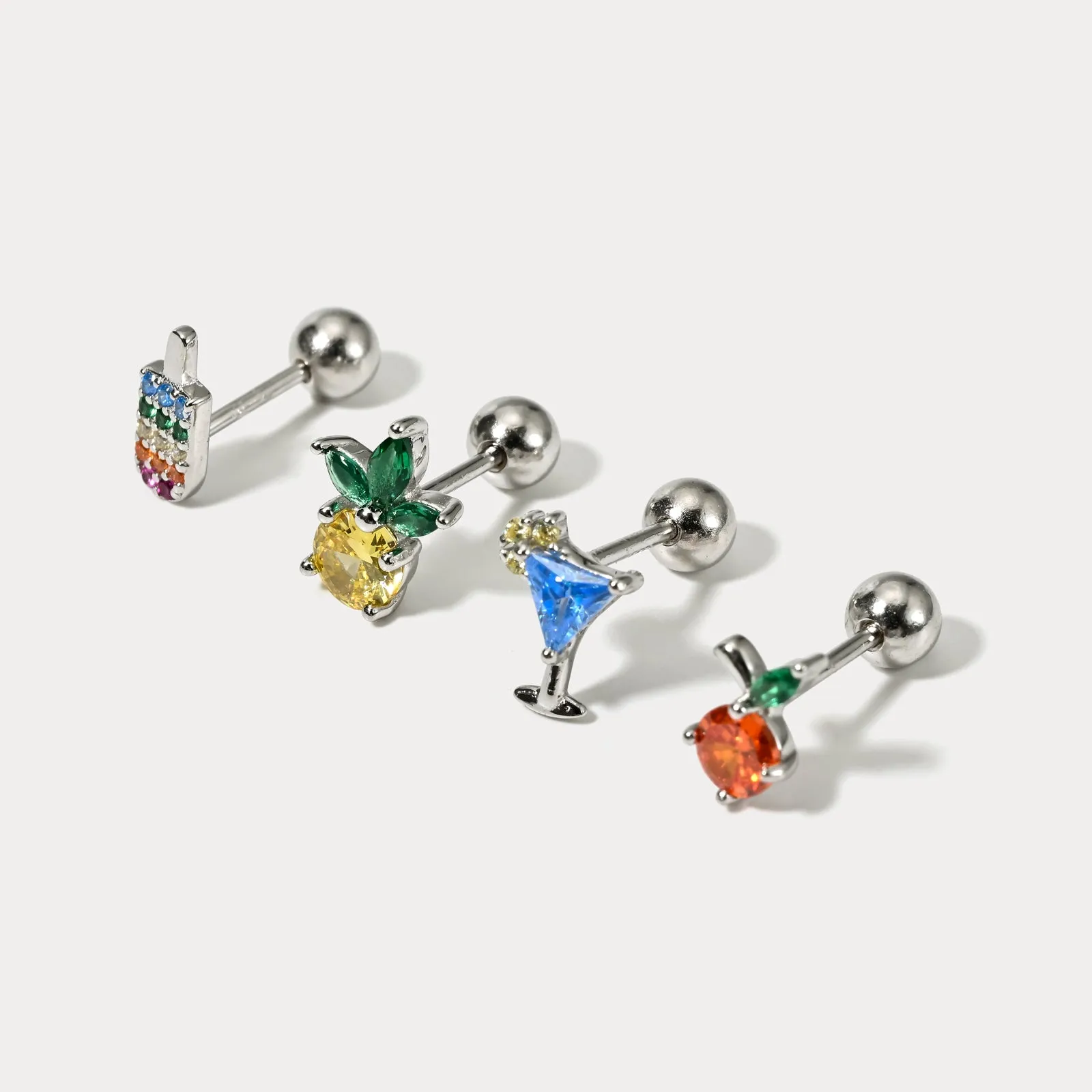 Silver Fruit Earrings Set sold by Selenichast product image thumbnail 3