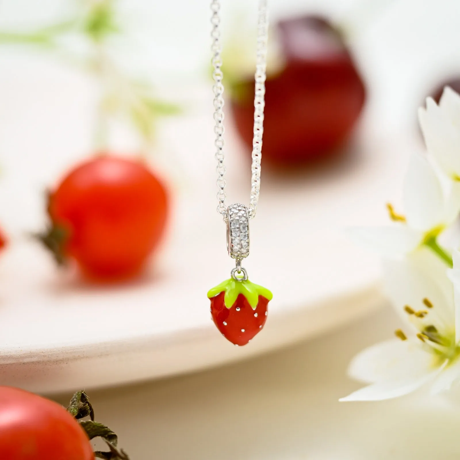 Silver Strawberry Pendant Necklace sold by Selenichast product image thumbnail 2