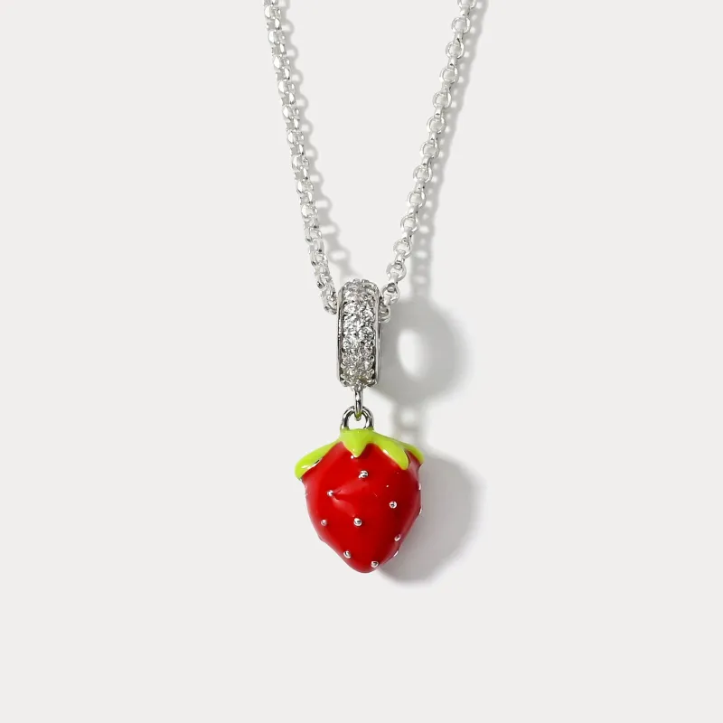 Silver Strawberry Pendant Necklace sold by Selenichast