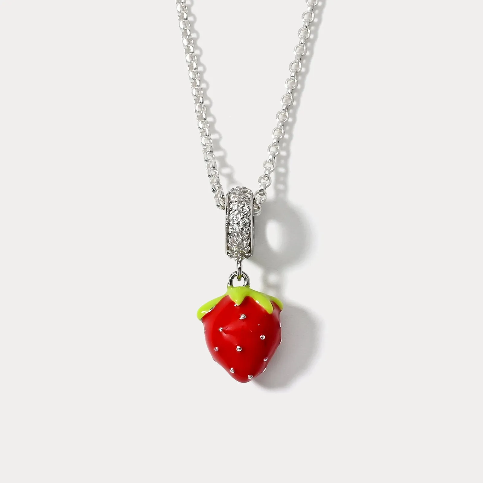 Silver Strawberry Pendant Necklace sold by Selenichast
