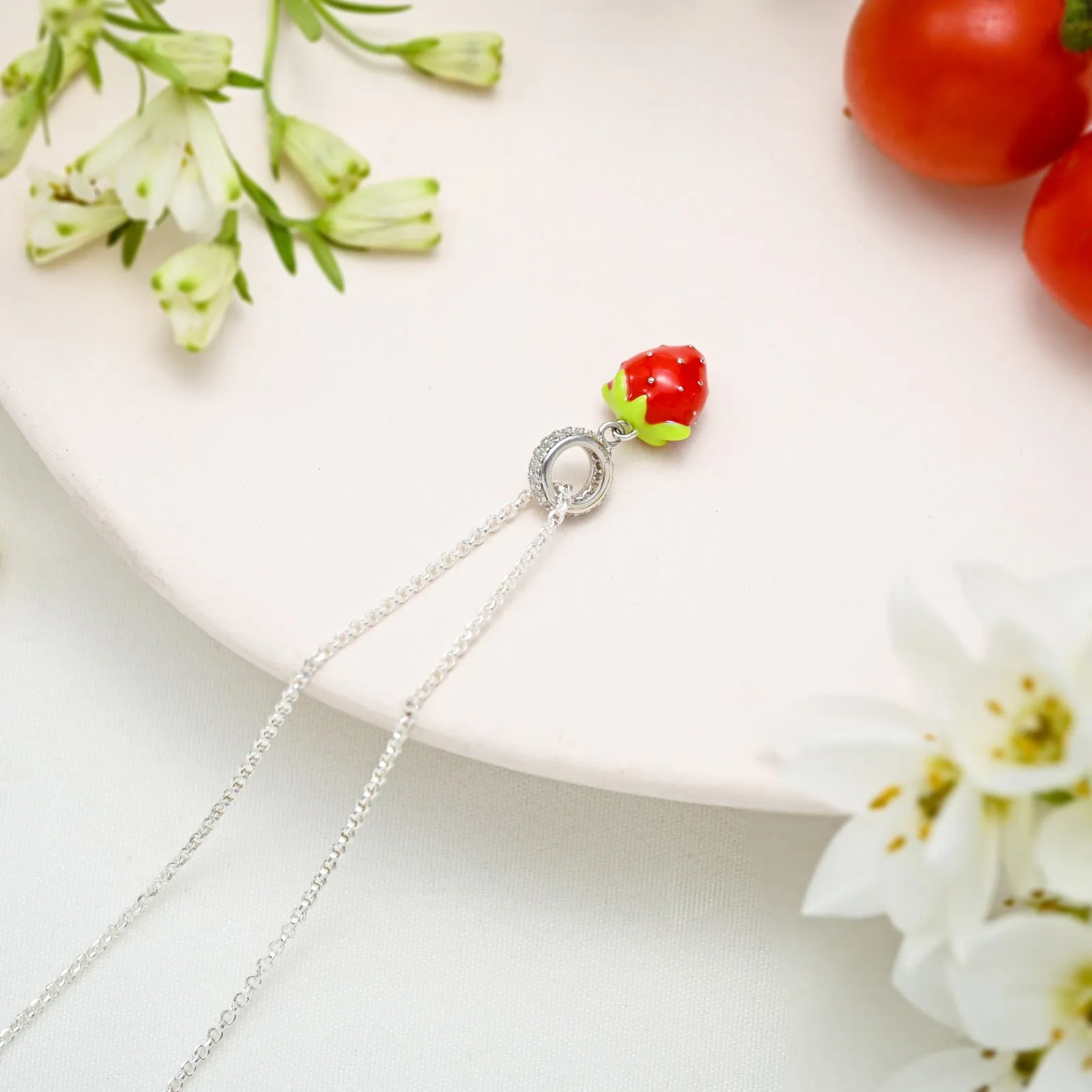 Silver Strawberry Pendant Necklace sold by Selenichast product image thumbnail 3