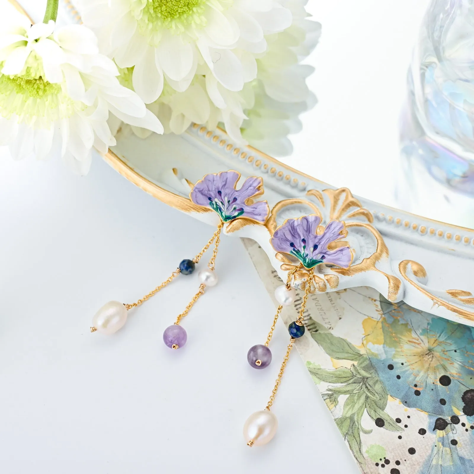 Ginkgo Leaf Dangling Earrings sold by Selenichast product image thumbnail 4