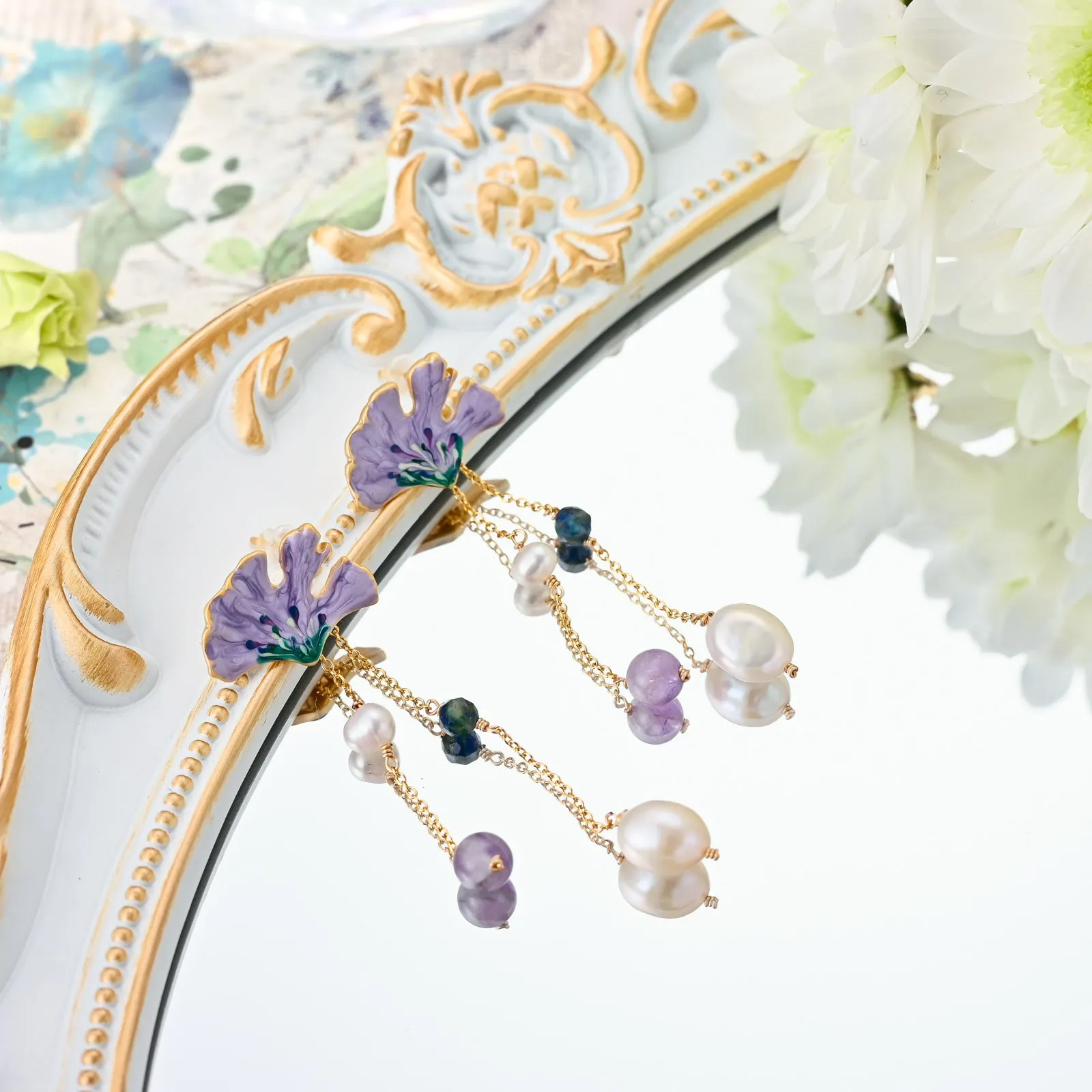 Ginkgo Leaf Dangling Earrings sold by Selenichast product image thumbnail 2