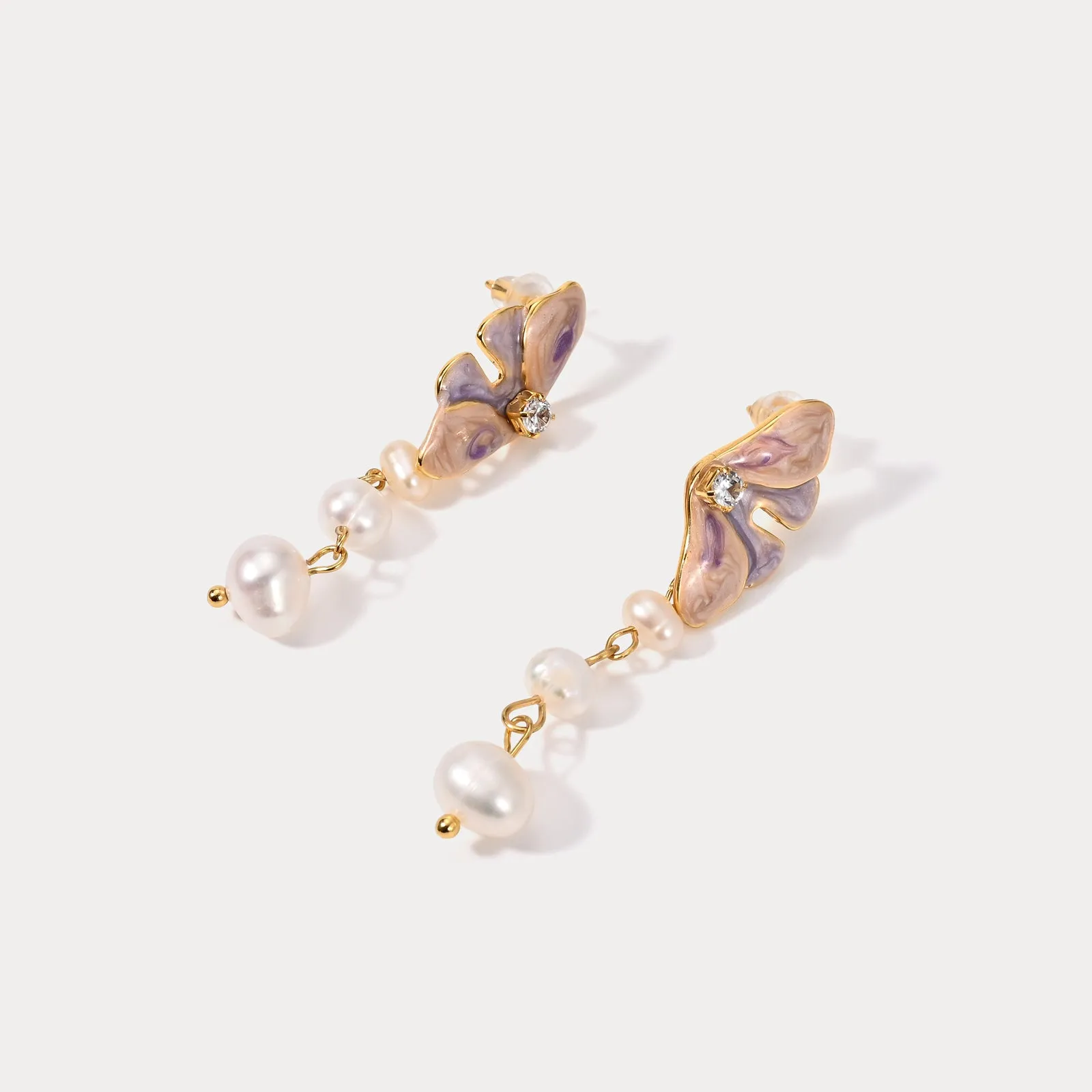 Butterfly Pearl Dangling Earrings sold by Selenichast product image thumbnail 2