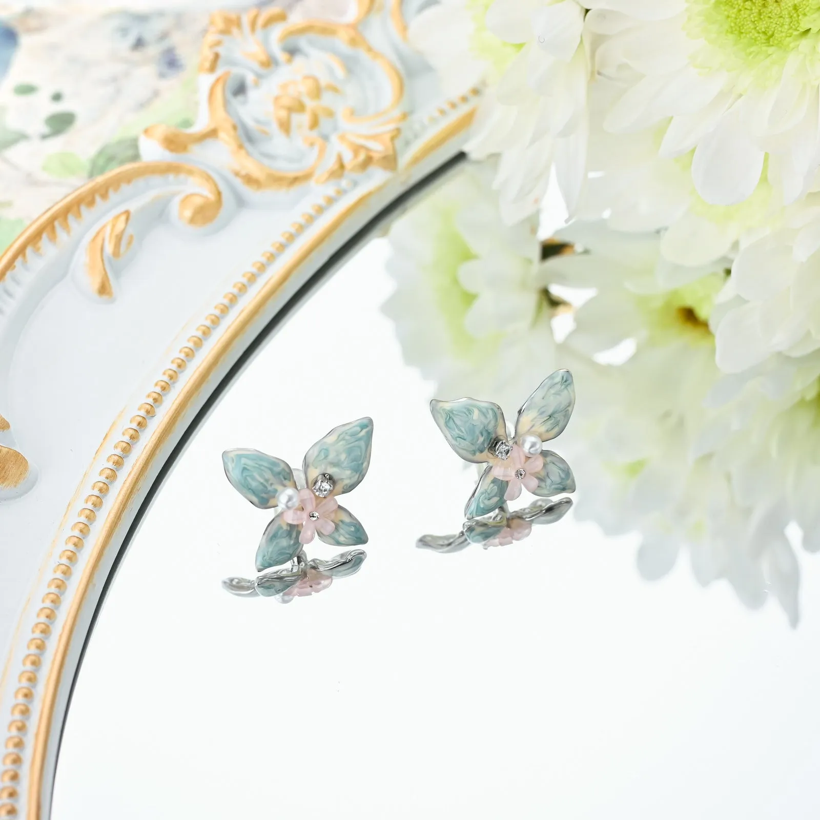 Butterfly Flower Earrings sold by Selenichast product image thumbnail 2