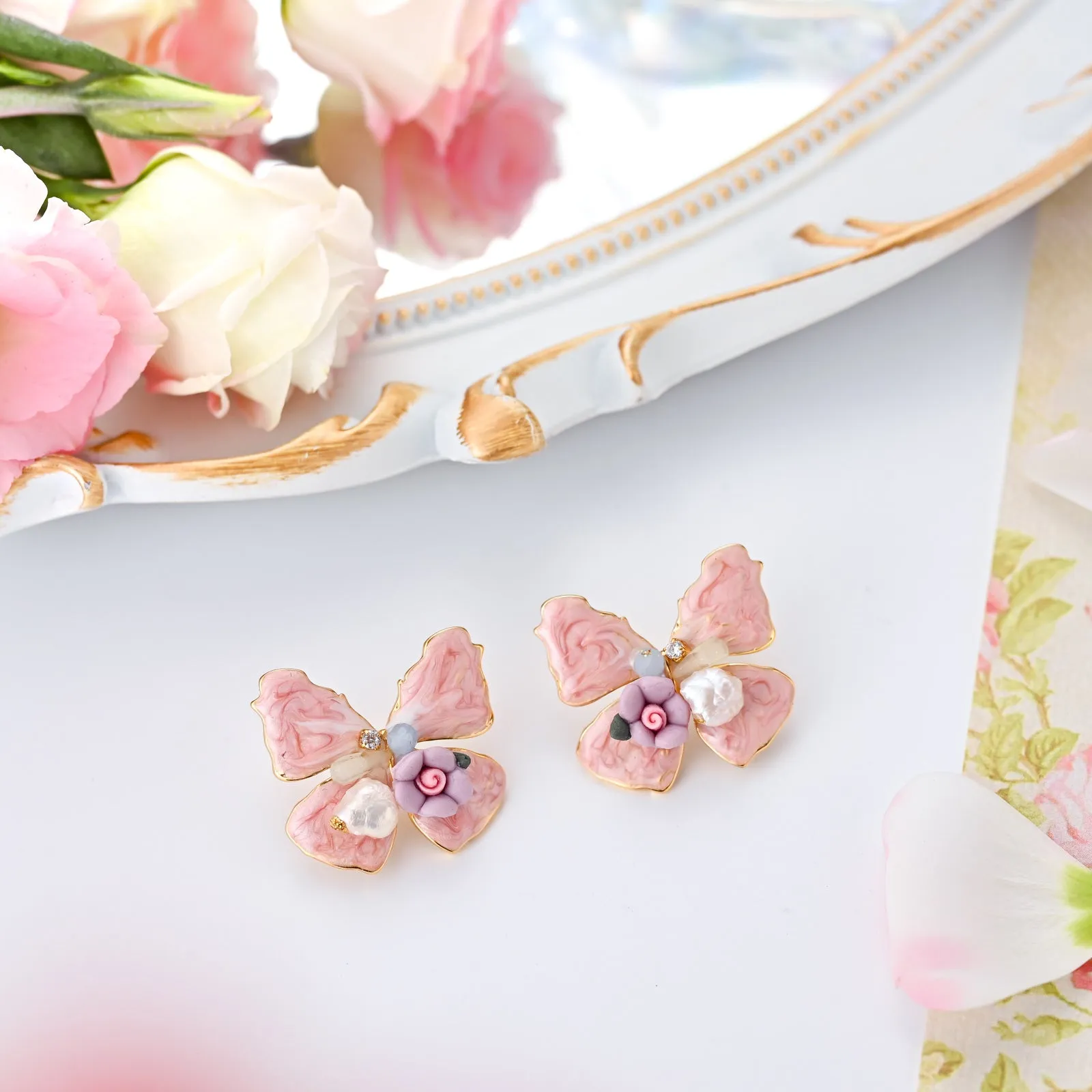 Pink Butterfly Earrings sold by Selenichast product image thumbnail 4