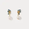 Butterfly Pearl Dangling Earrings sold by Selenichast