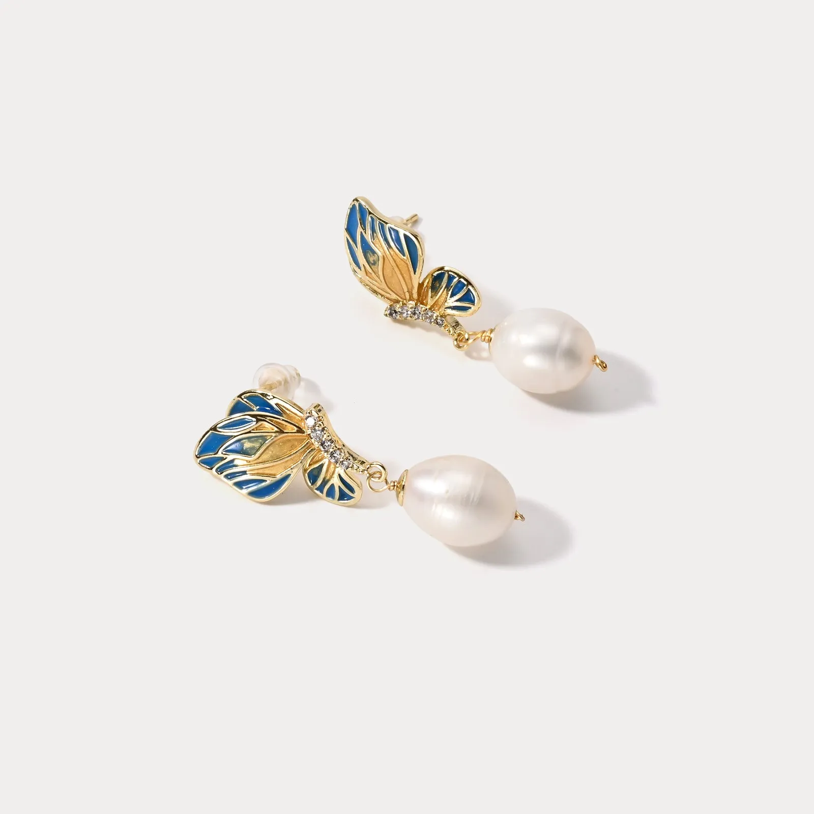 Butterfly Pearl Dangling Earrings sold by Selenichast product image thumbnail 3