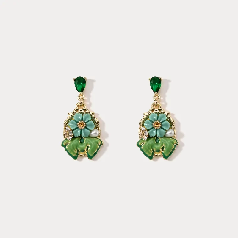 Tropical Flower Dangling Earrings sold by Selenichast