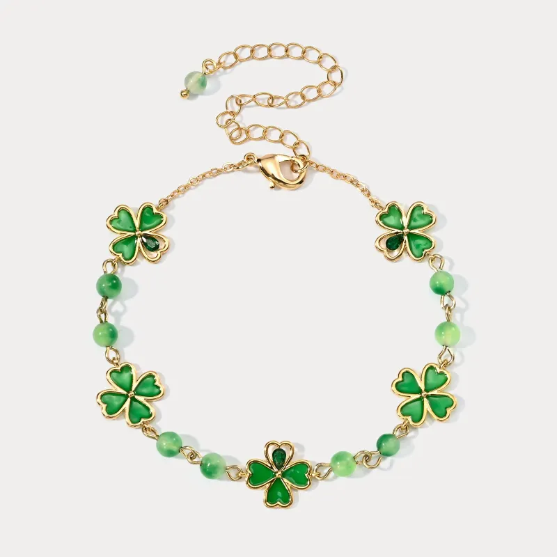 Four Leaf Clover Beads Bracelet sold by Selenichast