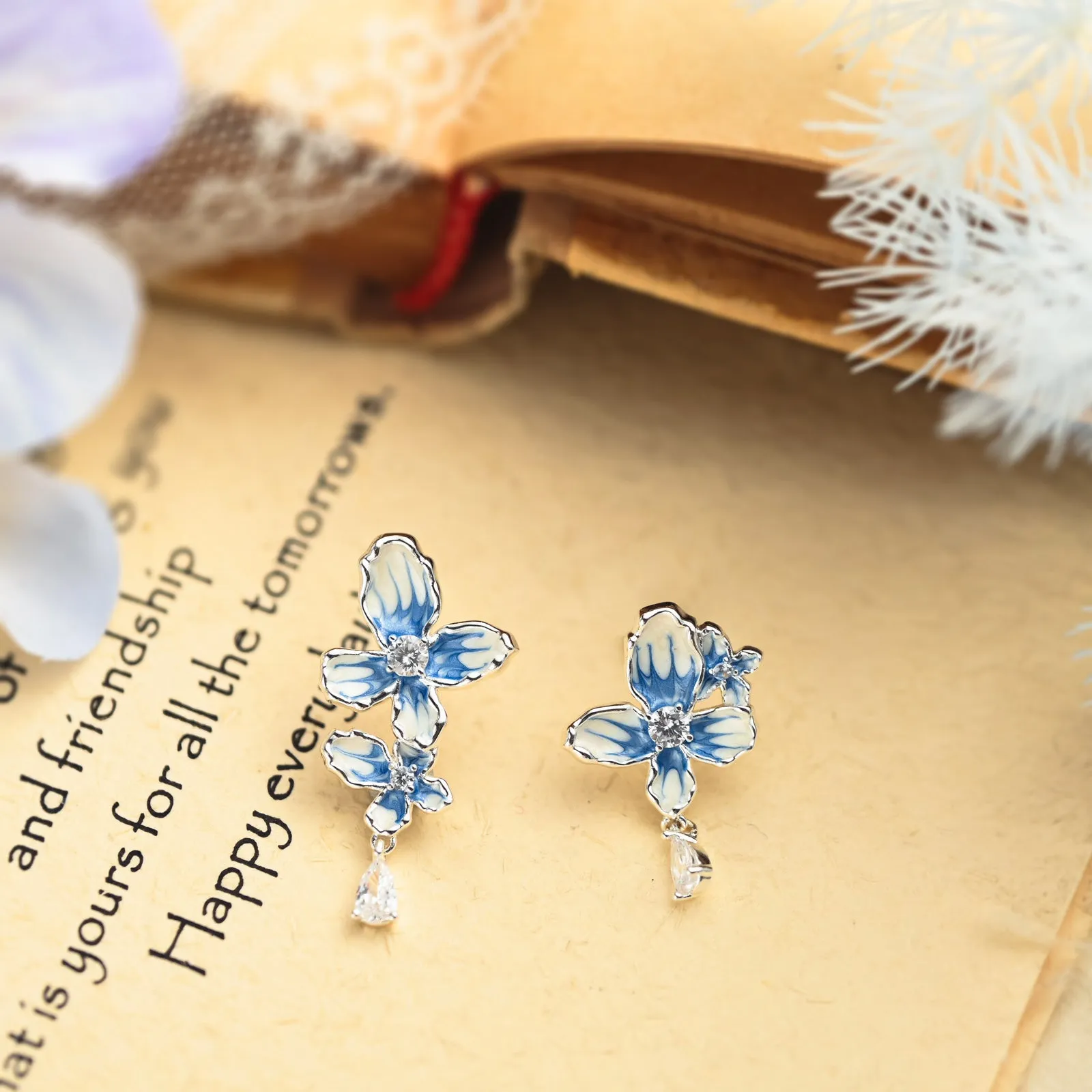 Butterfly Flower Earrings sold by Selenichast product image thumbnail 2