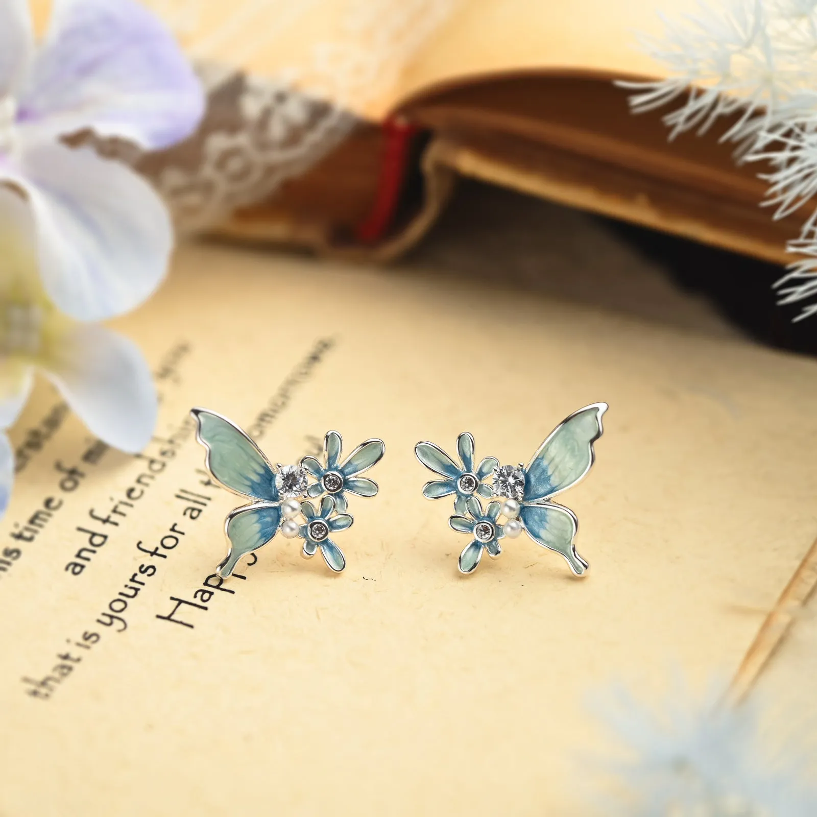 Butterfly Flower Earrings sold by Selenichast product image thumbnail 4