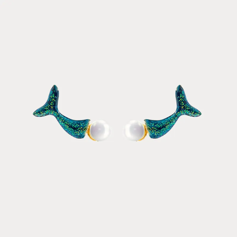 Whale Pearl Earrings sold by Selenichast