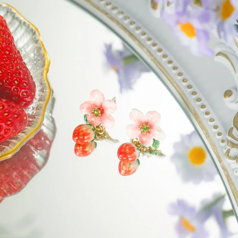 Strawberry Flower Earrings sold by Selenichast