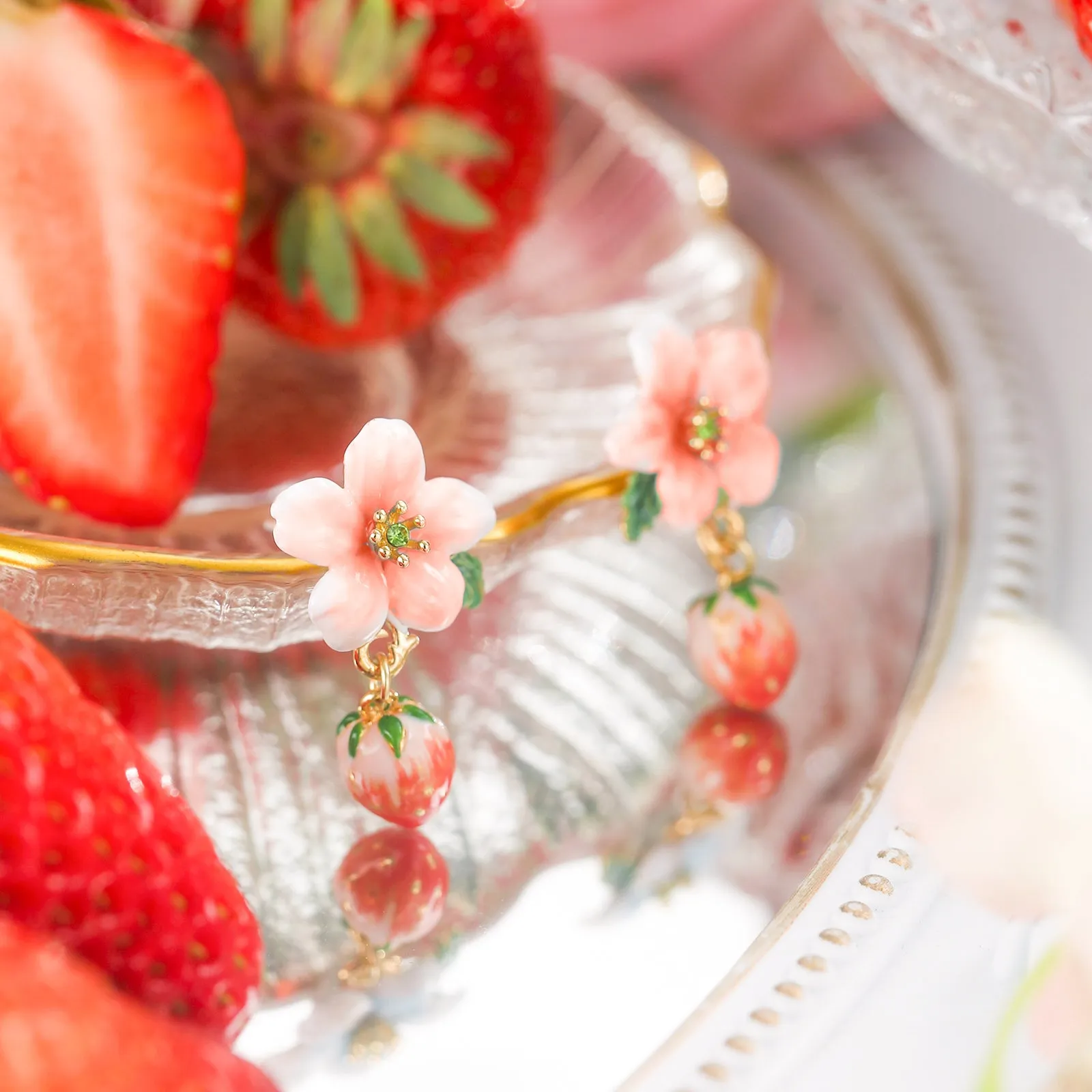 Strawberry Flower Earrings sold by Selenichast product image thumbnail 4