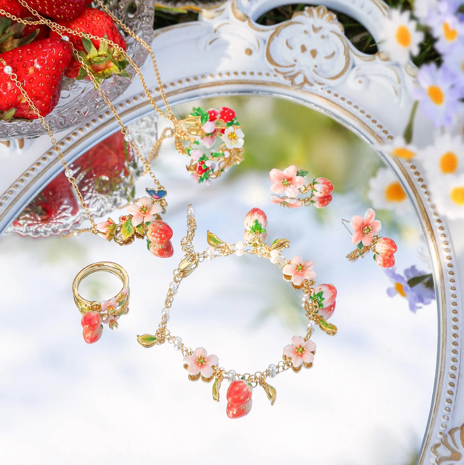 Strawberry Enamel Flower Bracelet sold by Selenichast product image thumbnail 4