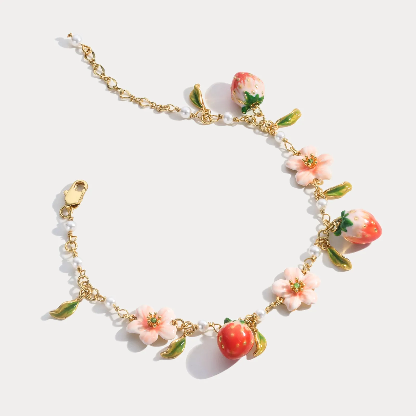 Strawberry Enamel Flower Bracelet sold by Selenichast product image thumbnail 5