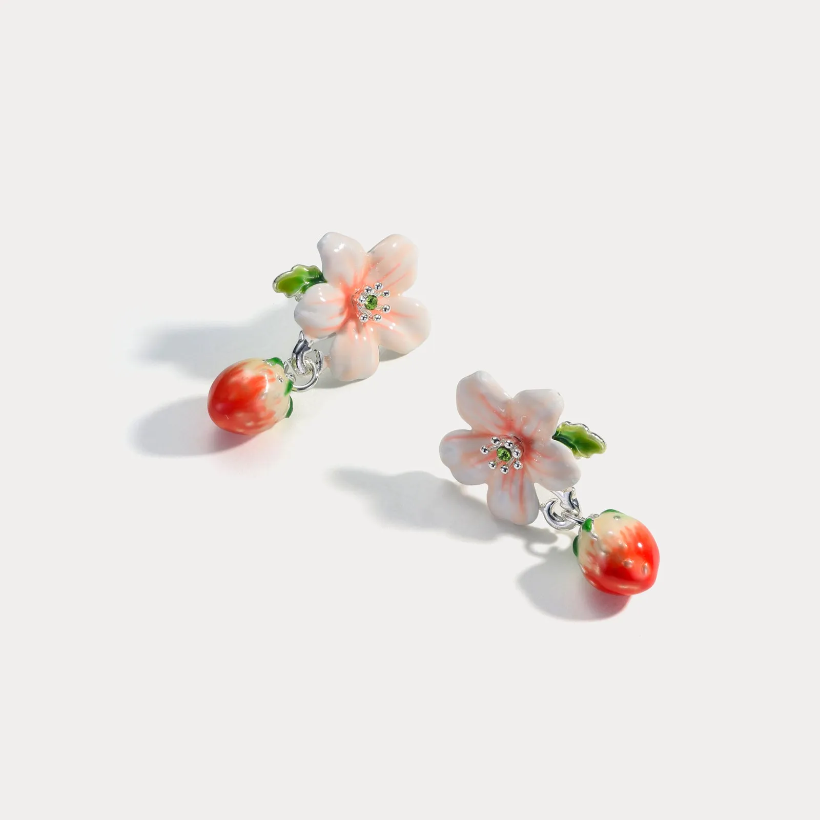 Strawberry Flower Silver Earrings sold by Selenichast product image thumbnail 5