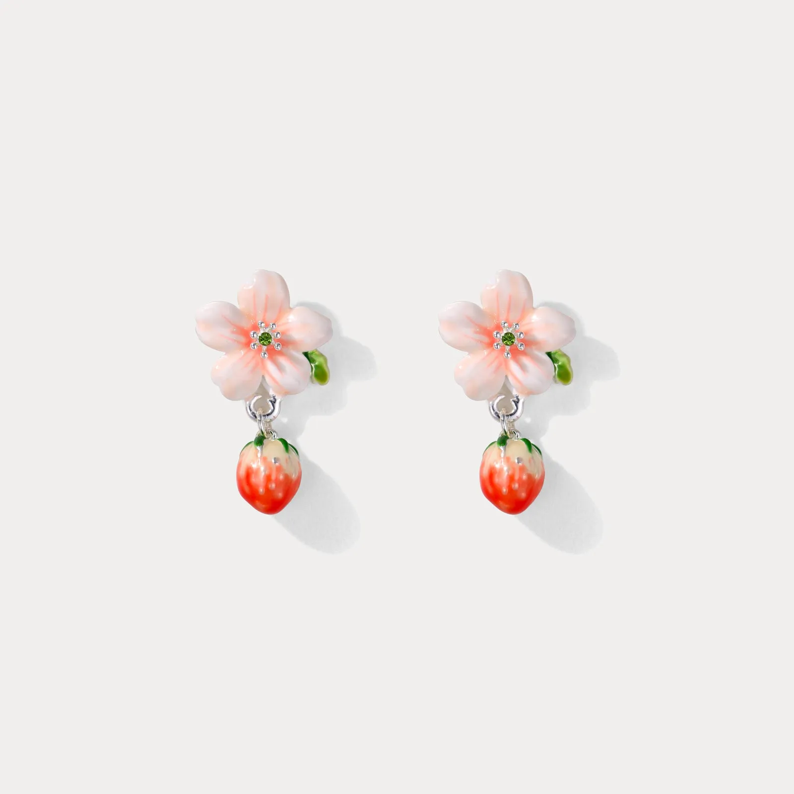 Strawberry Flower Silver Earrings sold by Selenichast product image thumbnail 2