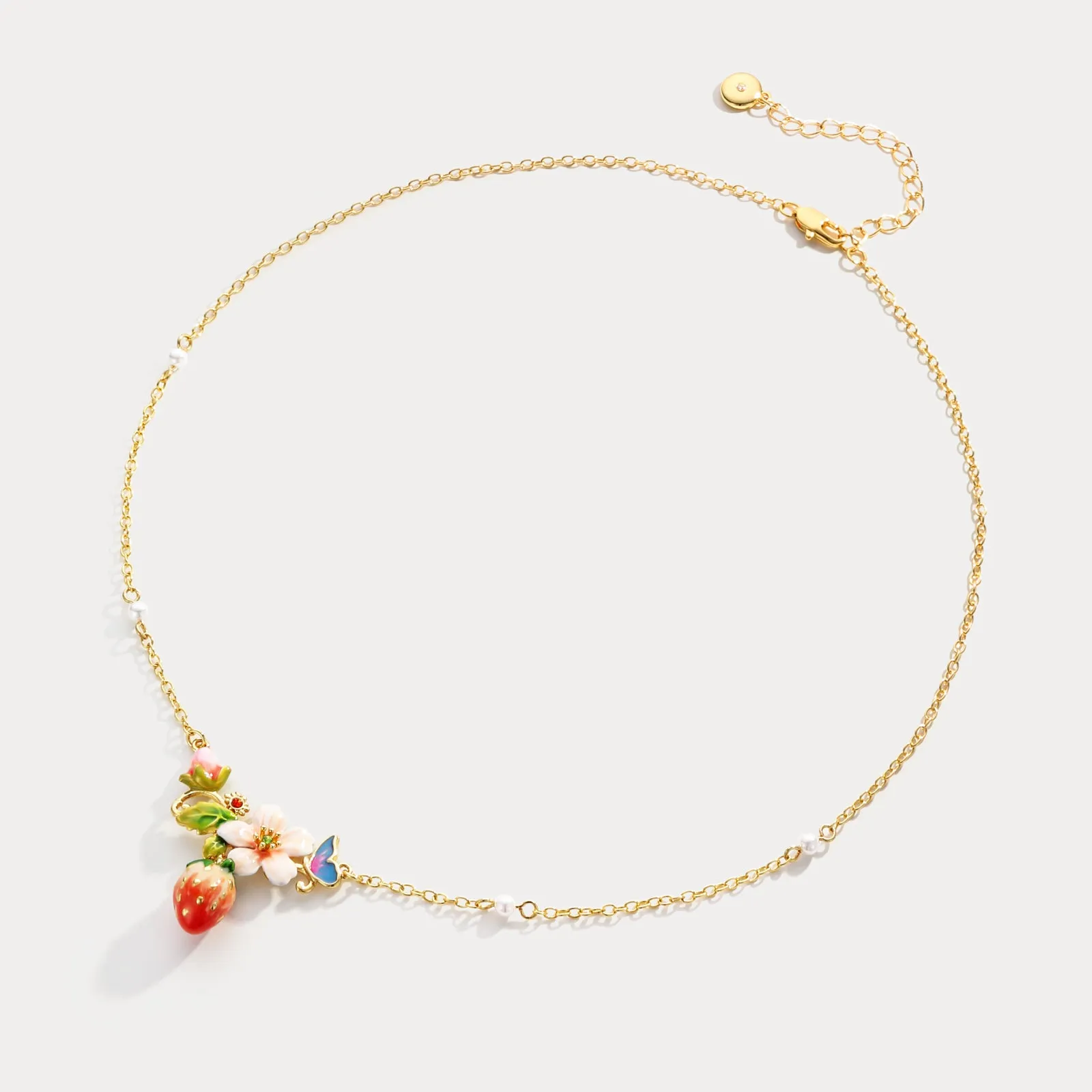 Strawberry Enamel Flower Necklace sold by Selenichast product image thumbnail 5