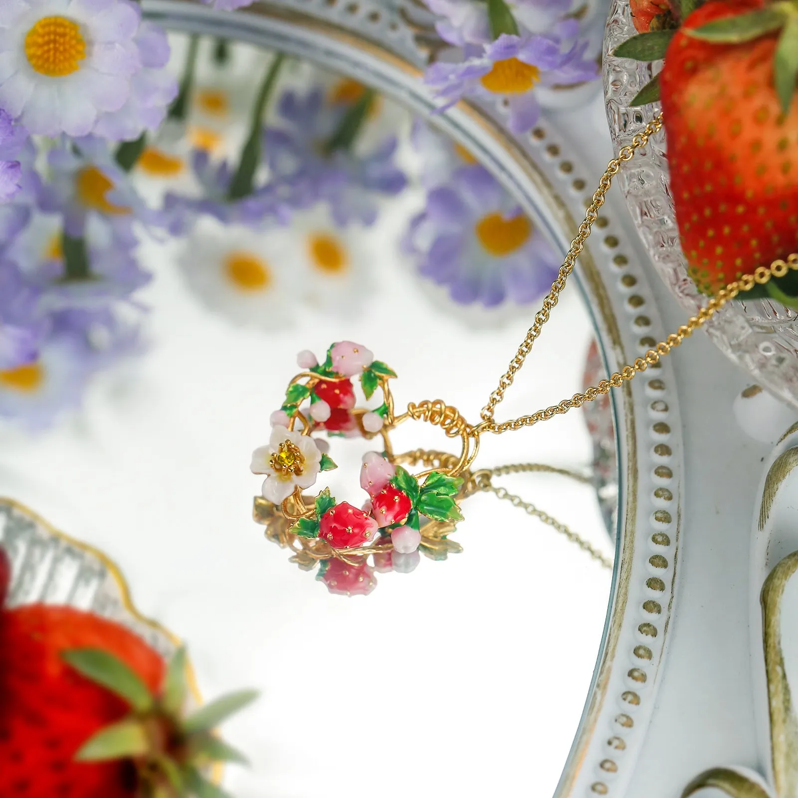 Strawberry Enamel Heart Necklace sold by Selenichast product image thumbnail 3