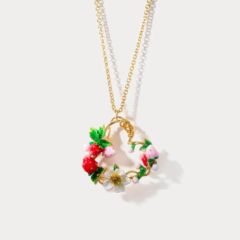 Strawberry Enamel Heart Necklace sold by Selenichast