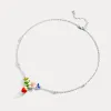 Strawberry Enamel Flower Silver Necklace sold by Selenichast