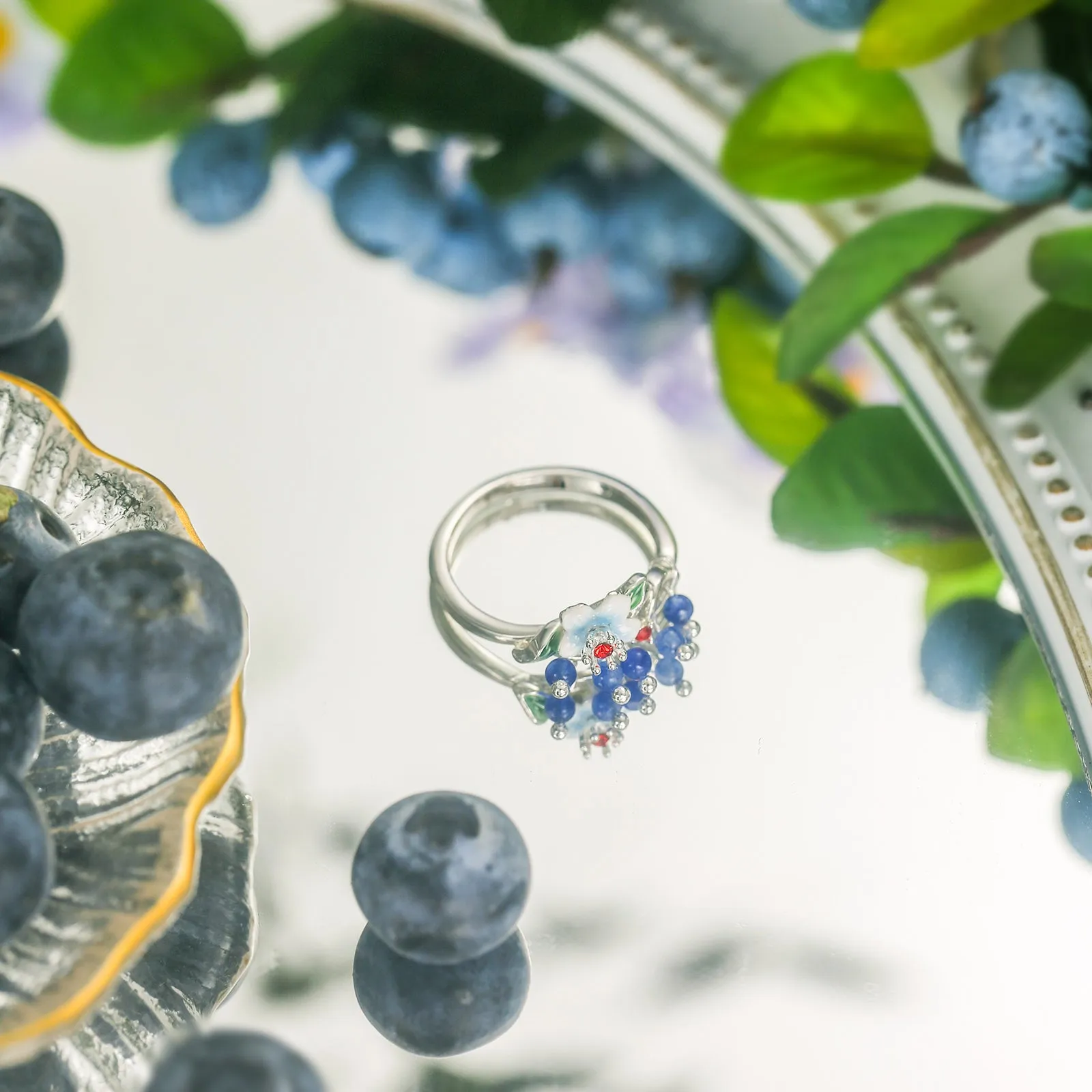 Blueberry Flower Silver Ring sold by Selenichast product image thumbnail 3