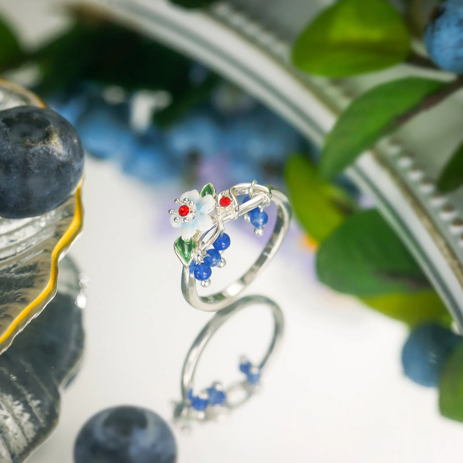 Blueberry Flower Silver Ring sold by Selenichast product image thumbnail 2