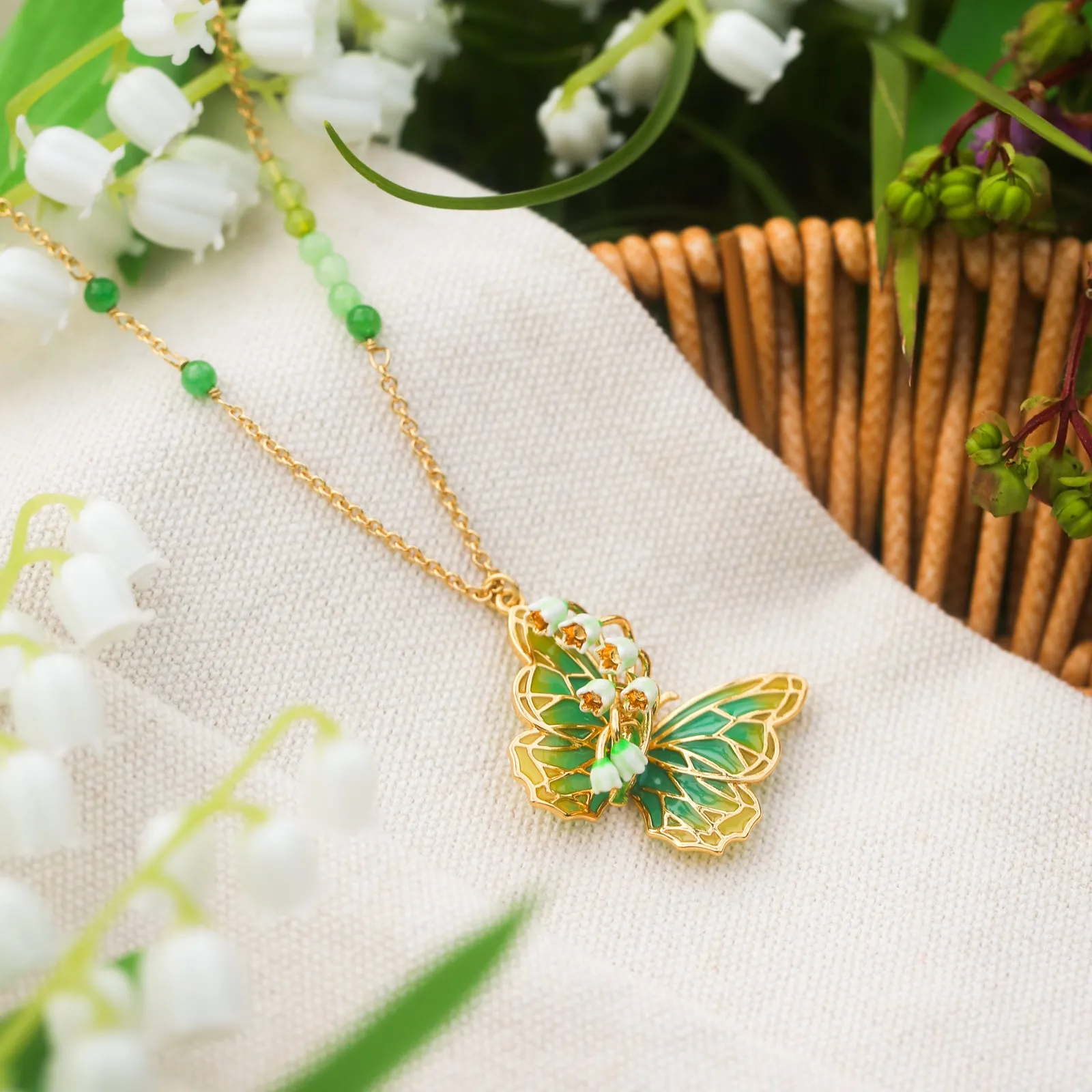 Lily of the Valley Butterfly Necklace sold by Selenichast product image thumbnail 5