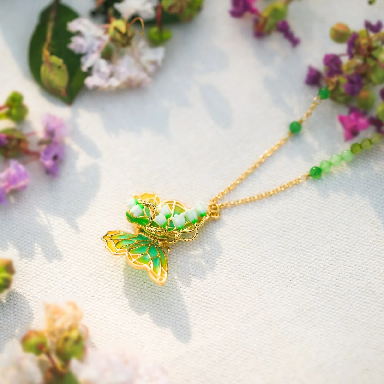 Lily of the Valley Butterfly Necklace sold by Selenichast product image thumbnail 4