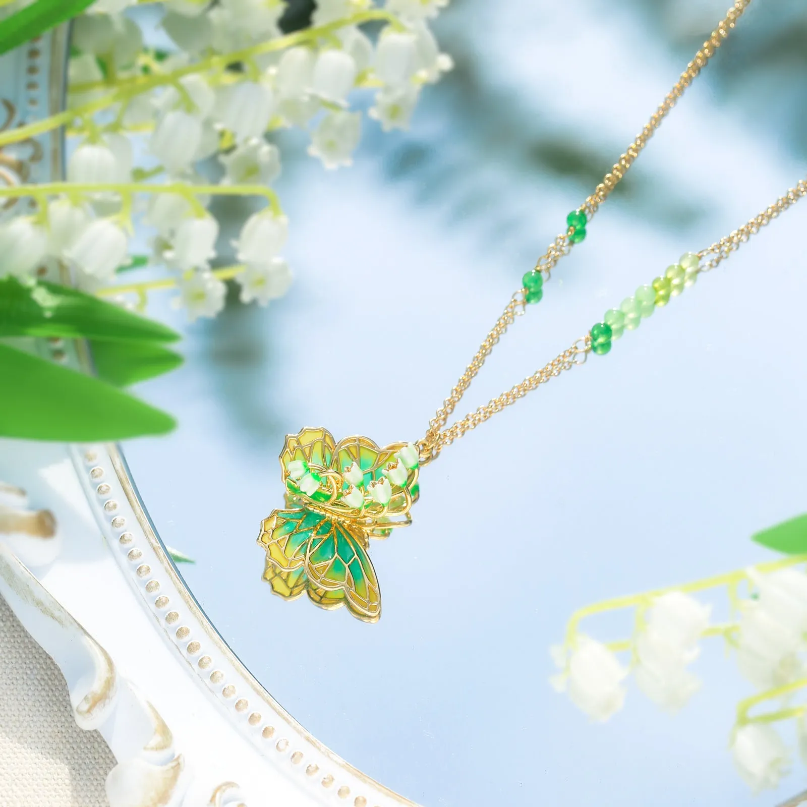 Lily of the Valley Butterfly Necklace sold by Selenichast product image thumbnail 2