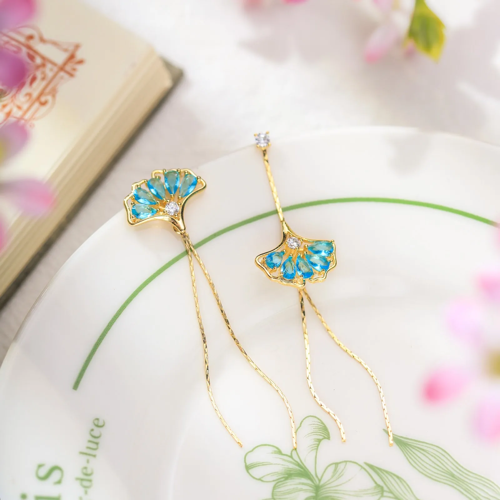 Ginkgo Leaf Tassel Earrings sold by Selenichast product image thumbnail 2