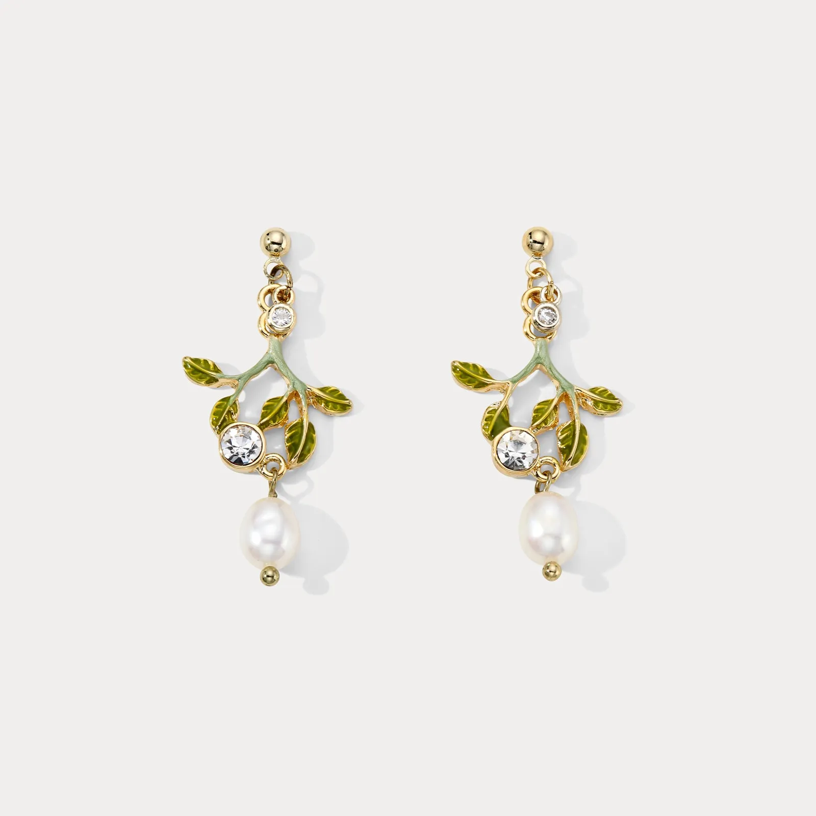 Leaf Pearl Earrings sold by Selenichast