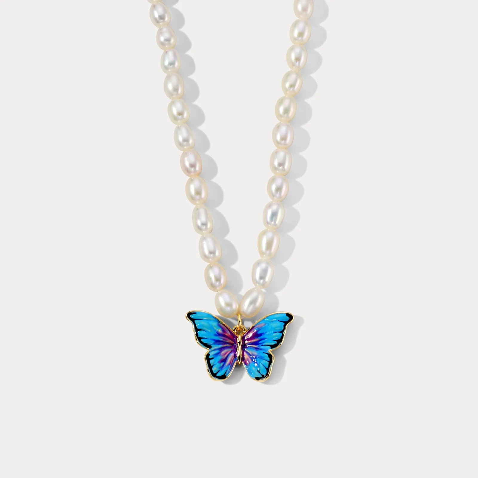 Butterfly Pearl Necklace sold by Selenichast
