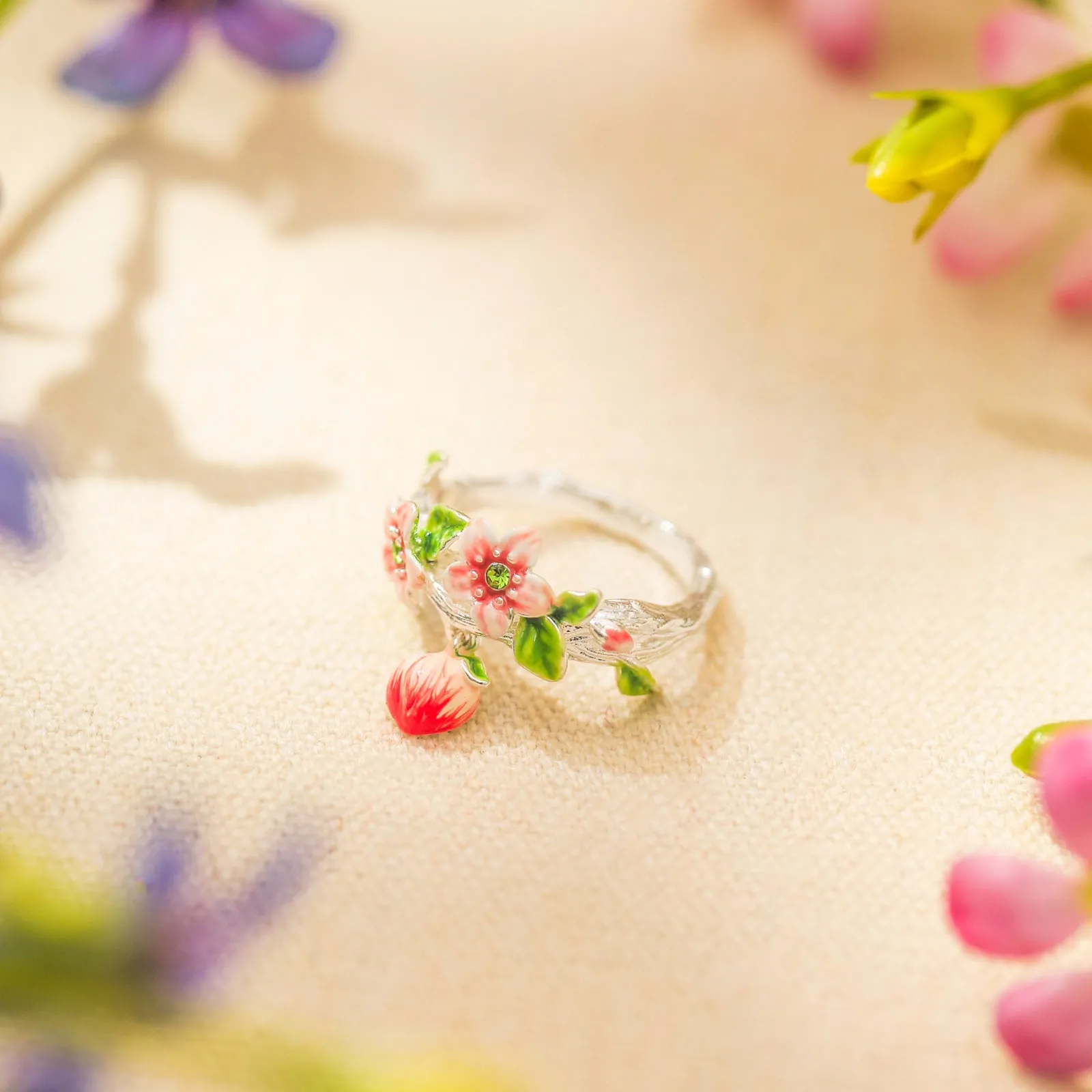 Silver Peach Flower Ring sold by Selenichast product image thumbnail 2