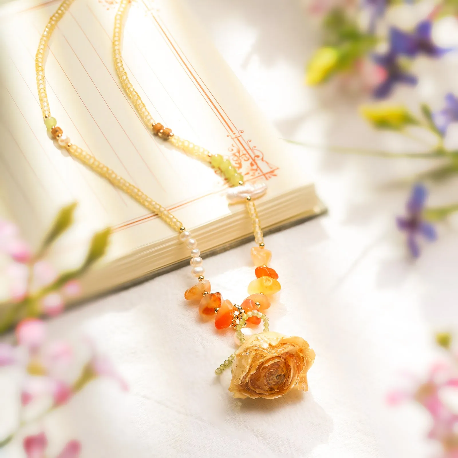 Dried Rose Crystal Necklace sold by Selenichast product image thumbnail 2