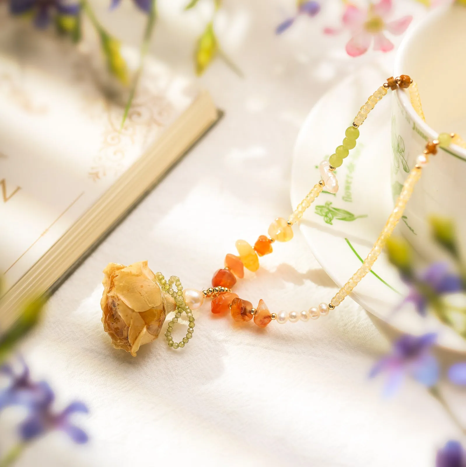 Dried Rose Crystal Necklace sold by Selenichast product image thumbnail 4