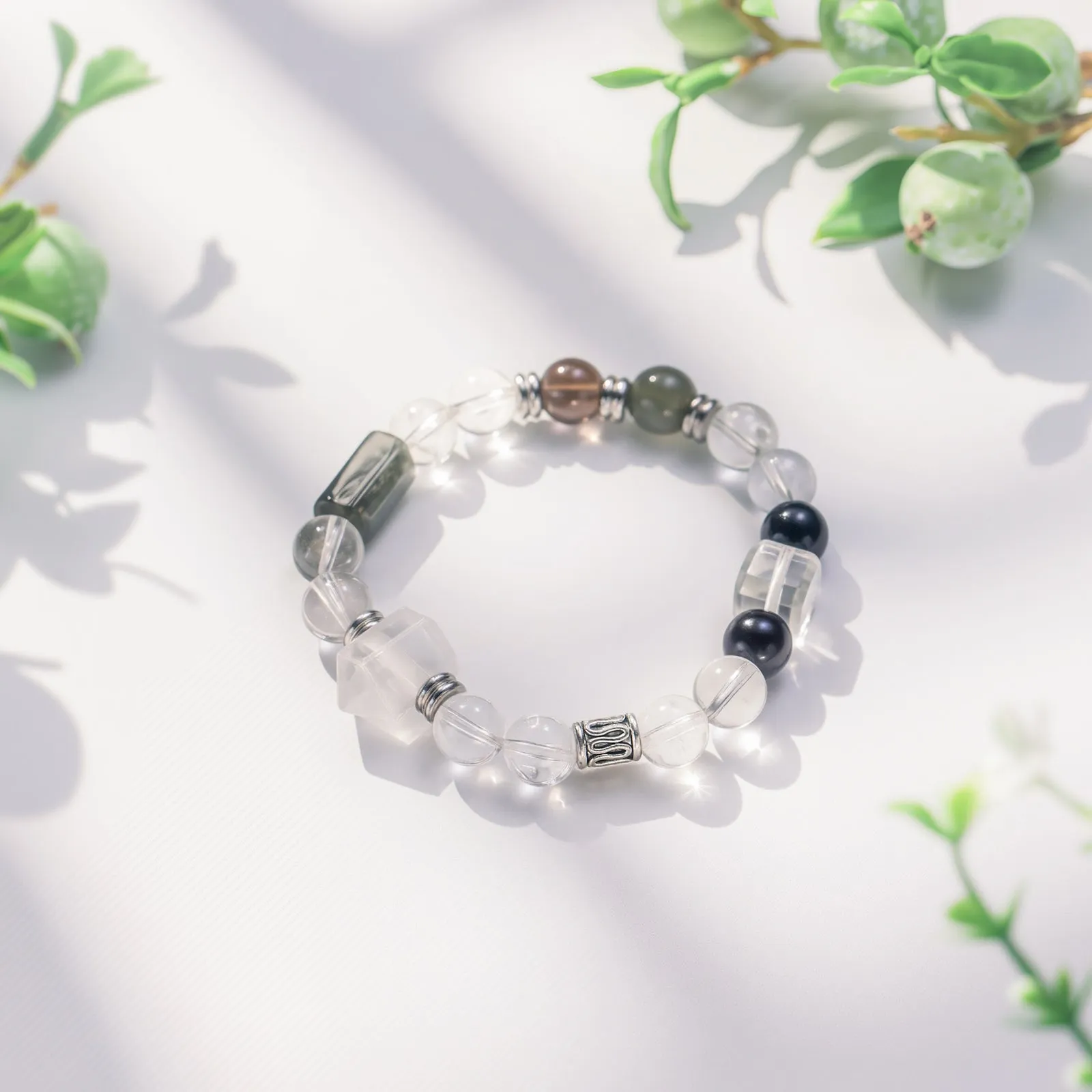 Obsidian and Clear Quartz Bracelet sold by Selenichast product image thumbnail 4